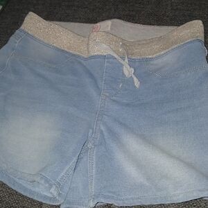 SO Light Blue Denim-Style Shorts with Sparkle Waistband